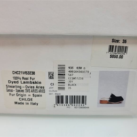 NWT$850 CHLOE Joy Black Suede Shearling Fur Slip-on Clogs Slides Shoes Sz 35 (5) - Picture 14 of 16
